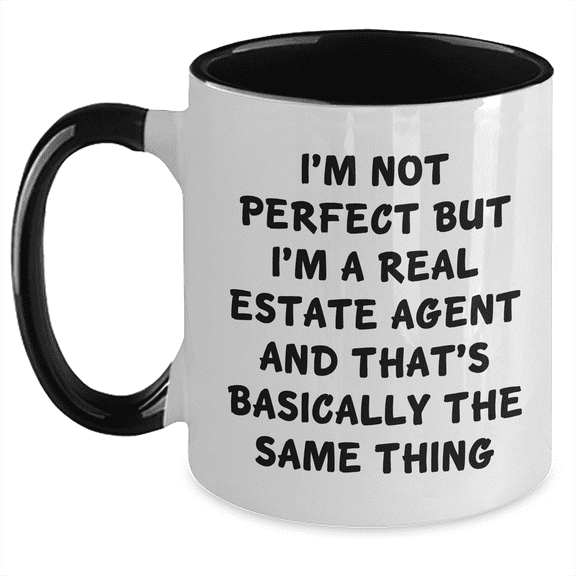Funny Real Estate Agent Gifts from Family for Father's Day - I'm Not Perfect, Two Tone Coffee Mug