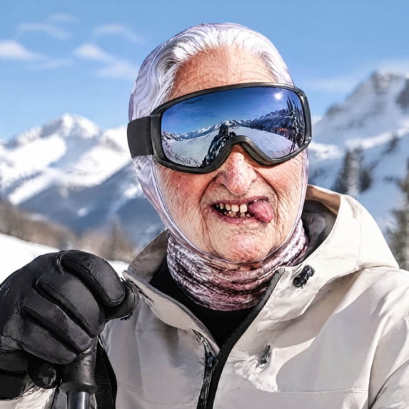 Funny Realistic Elderly Woman Portrait Balaclava, Human Face Ski Mask ...