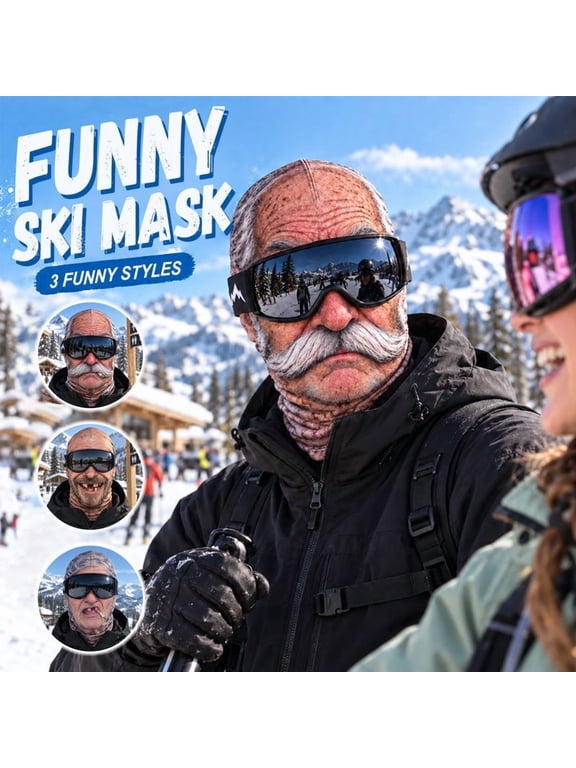 Funny Realistic Face Ski Mask, Old Man Face Design, Full Coverage Winter Face Cover for Skiing and Snowboarding, 1 Piece