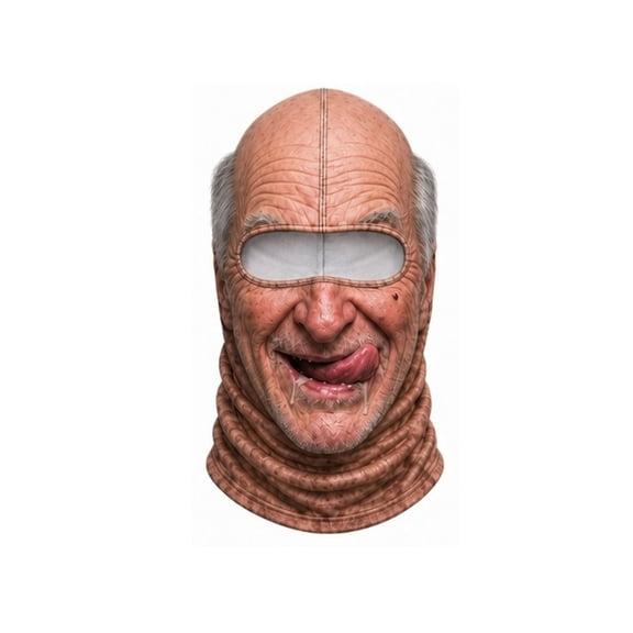 Funny Realistic Face Ski Mask, Old Man Face Design, Full Coverage Winter Face Cover for Skiing and Snowboarding, #36