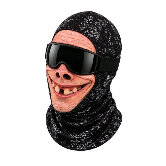 Funny Realistic Face Ski Mask Old Man Winter Balaclava 3D Printed Full Face Novelty Grandpa Face Cover for Adults Full Head Neck Coverage Hilarious Ski Mask Outdoor Snowboard Resort Party Gear