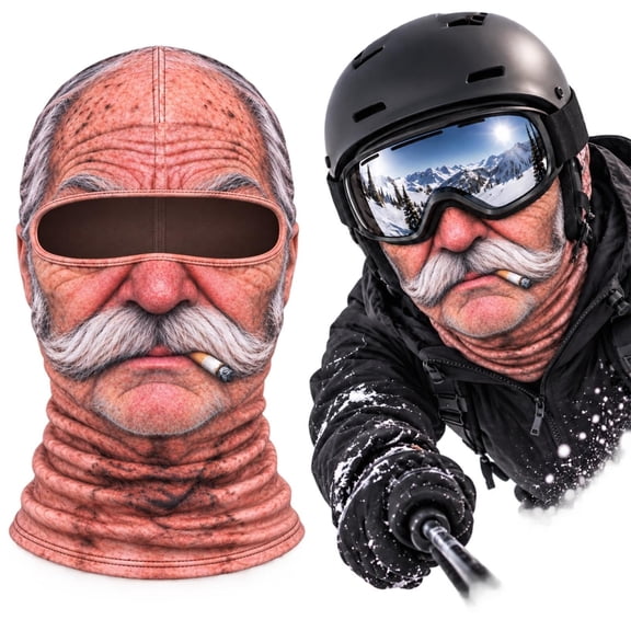 Funny Realistic Face Ski Mask Old Man Winter Balaclava 3D Printed Full Face