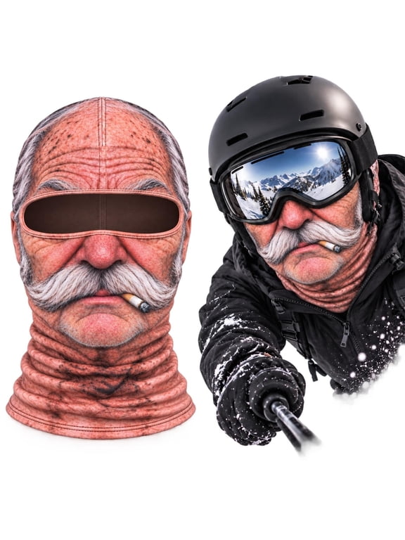 Funny Realistic Face Ski Mask Old Man Winter Balaclava 3D Printed Full Face