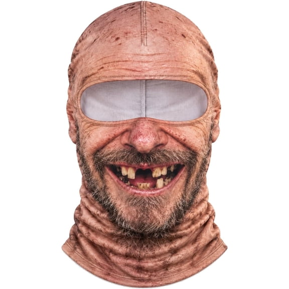 Funny Realistic Face Ski Mask, Realistic Old Man Balaclava 3D Face Mask, Breathable Stretch Fabric, One Size Fits Most, Full Neck Cover, Fits Under Ski Helmets & Goggles for Winter Fun, Grandpa
