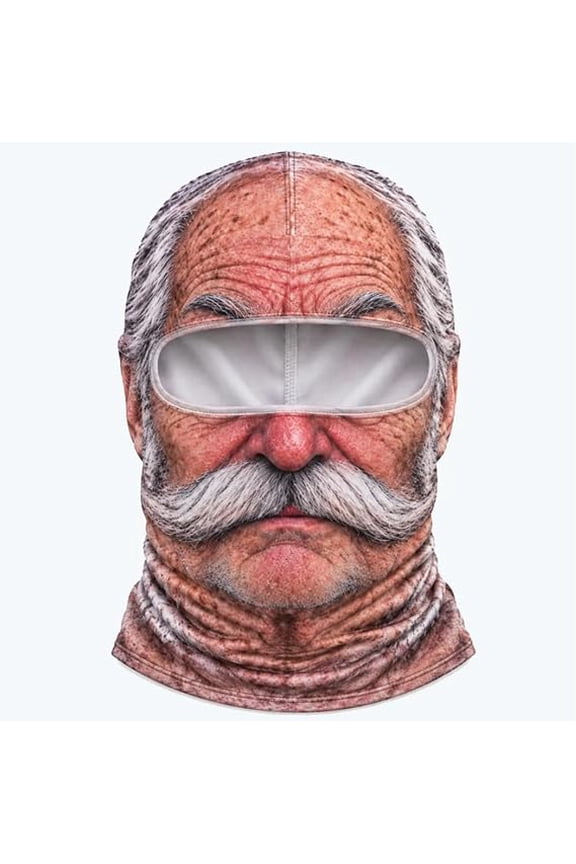 Funny Realistic Face Ski Mask for Adults, Novelty Full Head Winter Balaclava with Eye Opening, Hilarious Costume Mask, Grandpa