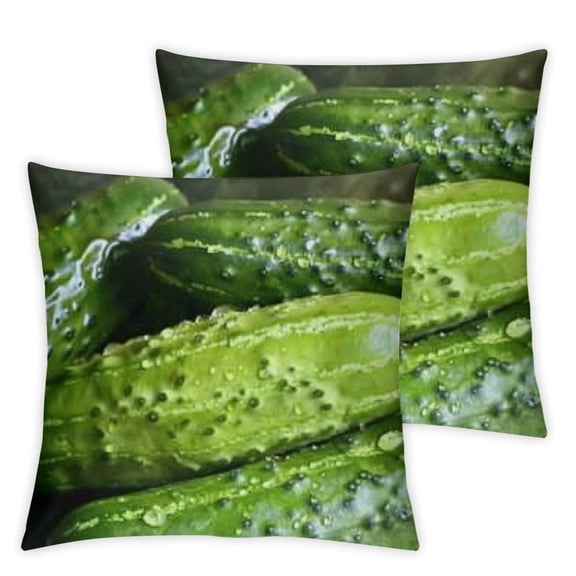 Funny Realistic Food Green Pickles Cucumbers Decorative Throw Pillow Covers Soft Velvet Throw Pillowcases Home Decor Living Room Cushion Case for Bed Couch Car