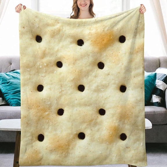 Funny Realistic Food Saltine Cracker Flannel Fleece Throw Blankets 60x50 Inch Soft Cozy Winter Fall Blanket Cozy Soft Fuzzy Plush Home Decor for Couch Bed Sofa Living Room Bedroom