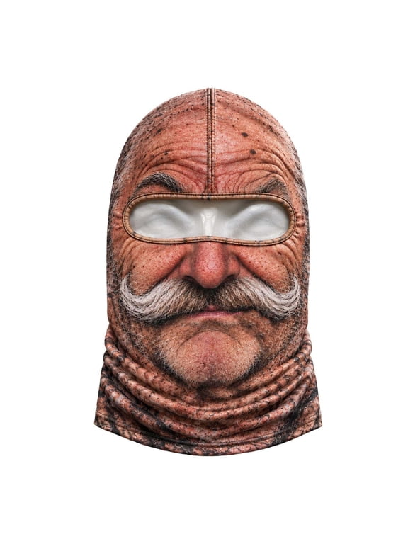 Funny Realistic Old Man Face Balaclava Ski Mask for Men Women Novelty Full Face Cover Neck Gaiter Stretch Costume Mask for Halloween Party Skiing Snowboarding Cycling Winter Outdoor