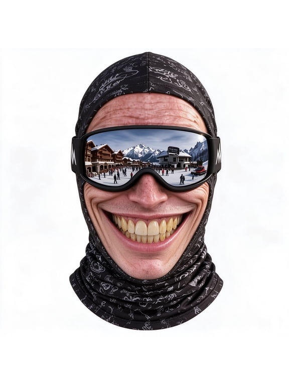 Funny Realistic Old Man Face Balaclava Ski Mask for Men Women Novelty Full Face Cover Neck Gaiter Stretch Costume Mask for Halloween Party Skiing Snowboarding Cycling Winter Outdoor