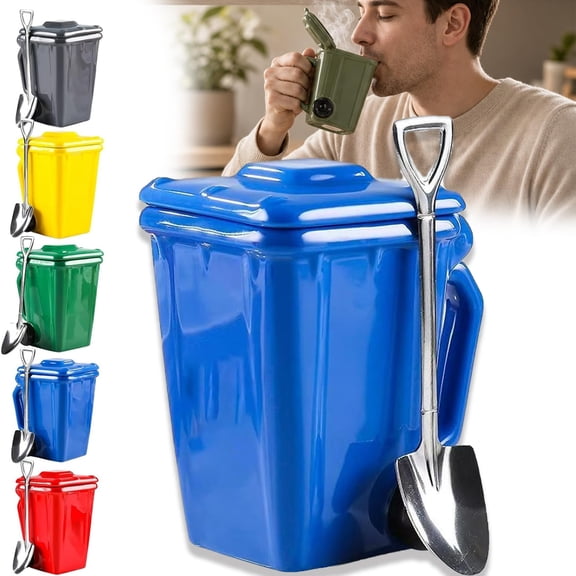 Funny Recycling Bin Coffee Mug,Trash Can Coffee Mug,Ceramic Trash Can Shaped Mugs With Lid