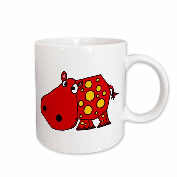 3drose, Funny Red and Yellow Spotted Hippo, 15oz Mug