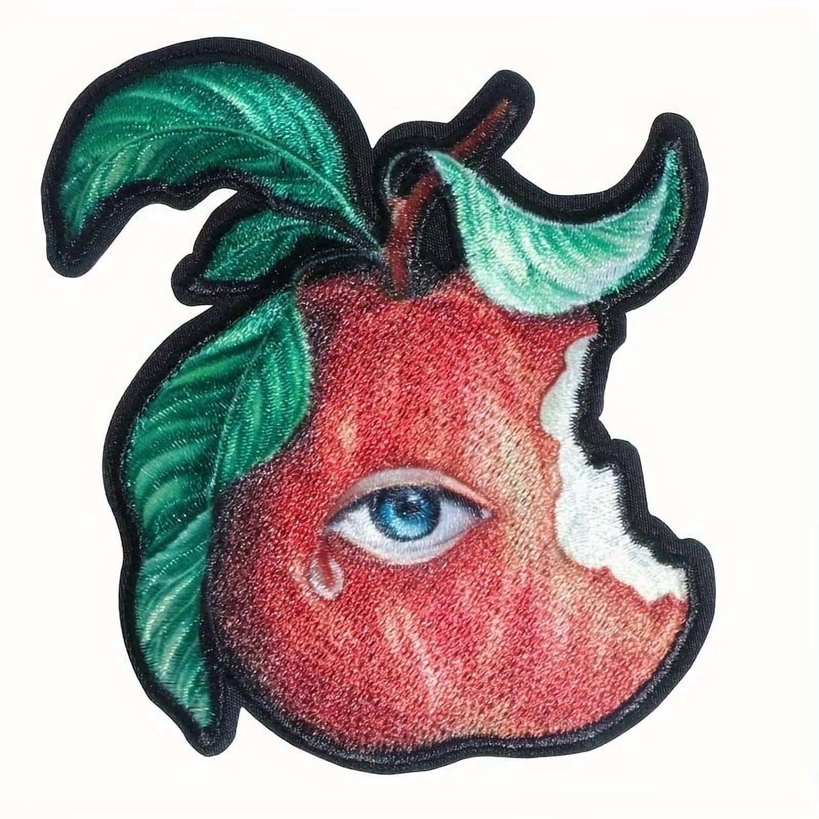 Funny Red Apple Embroidered Patches - DIY Sew On or Iron On Self-Adhesive Appliques for Clothing, Jackets, Backpacks, Caps, and Jeans Repair