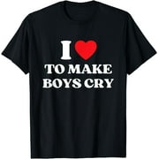 Funny Red Heart Printed T-Shirt I Heart To Make Boys Cry Novelty Tee for Girls