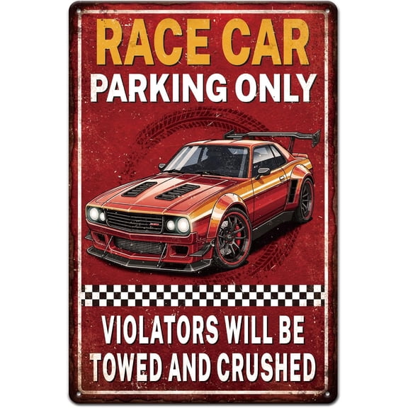 Funny Red "Race Car" Metal Tin Sign 12x8inch Vintage Warning Tin Signage Decor Signs Retro Wall Metal Plaque for Office Home Garage Room Cafes Bars Shopstore Decoration