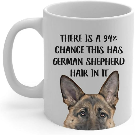 Funny Red Sable German Shepherd Coffee Mug 11oz White - This Ceramic Cup Has Pet Hair In It - Gifts for Dog Lovers