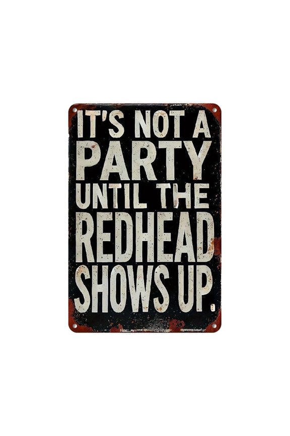Funny Redhead Text Rustic Metal Sign Humorous Wall Plaque For Yard Porch Bar Indoor Outdoor Scene Layout