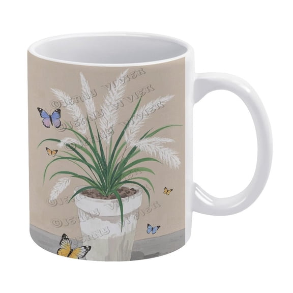 Funny Reed Grass Coffee Mug - 11oz Ceramic Cup, Ideal for Plant Lovers and Gift Giving