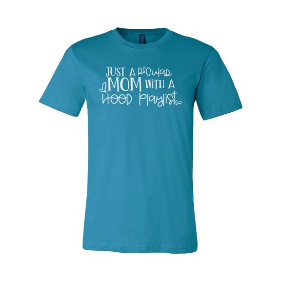 Funny Regular Mom Hood Playlist Adult Short Sleeve Jersey T-Shirt-Aqua-XL