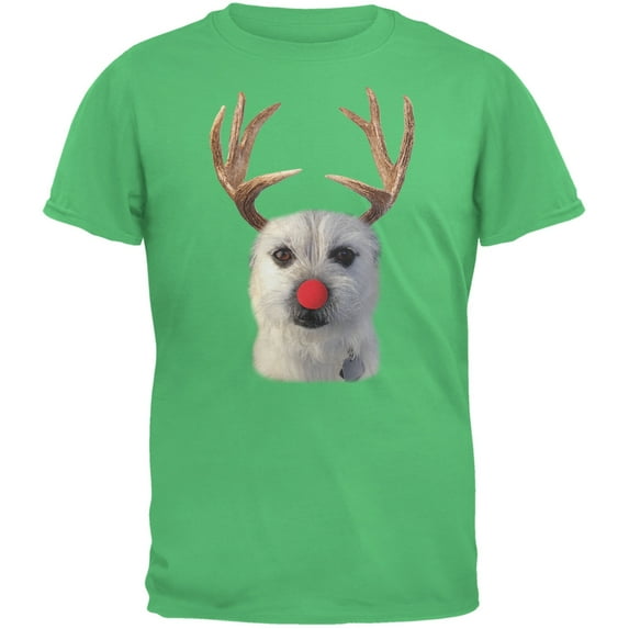 Funny Reindeer Dog Ugly Christmas Sweater Green Youth T-Shirt