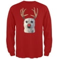 thumbnail image 1 of Funny Reindeer Dog Ugly Christmas Sweater Red Long Sleeve T-Shirt, 1 of 1