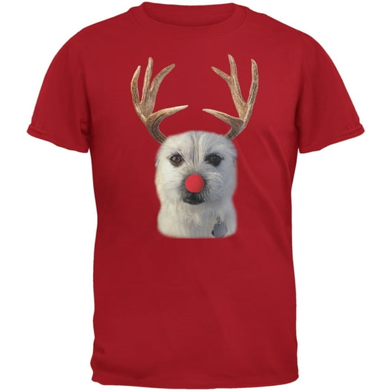 Funny Reindeer Dog Ugly Christmas Sweater Red Youth T-Shirt