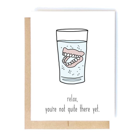 Funny Relaxation Card – Unique Greeting with Dentures in Water Design – Blank Inside, Envelope Included – Perfect for Friends, Family, and Anyone Who Needs a Laugh