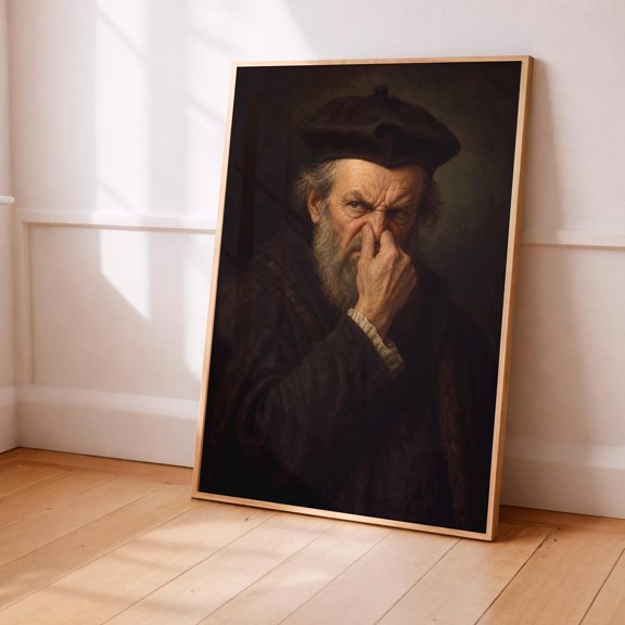 Funny Renaissance Wizard Grumpy Old Man Print Dark Humor Wall Art Vintage Meme Decor Funny Bathroom Art, Unframed Poster