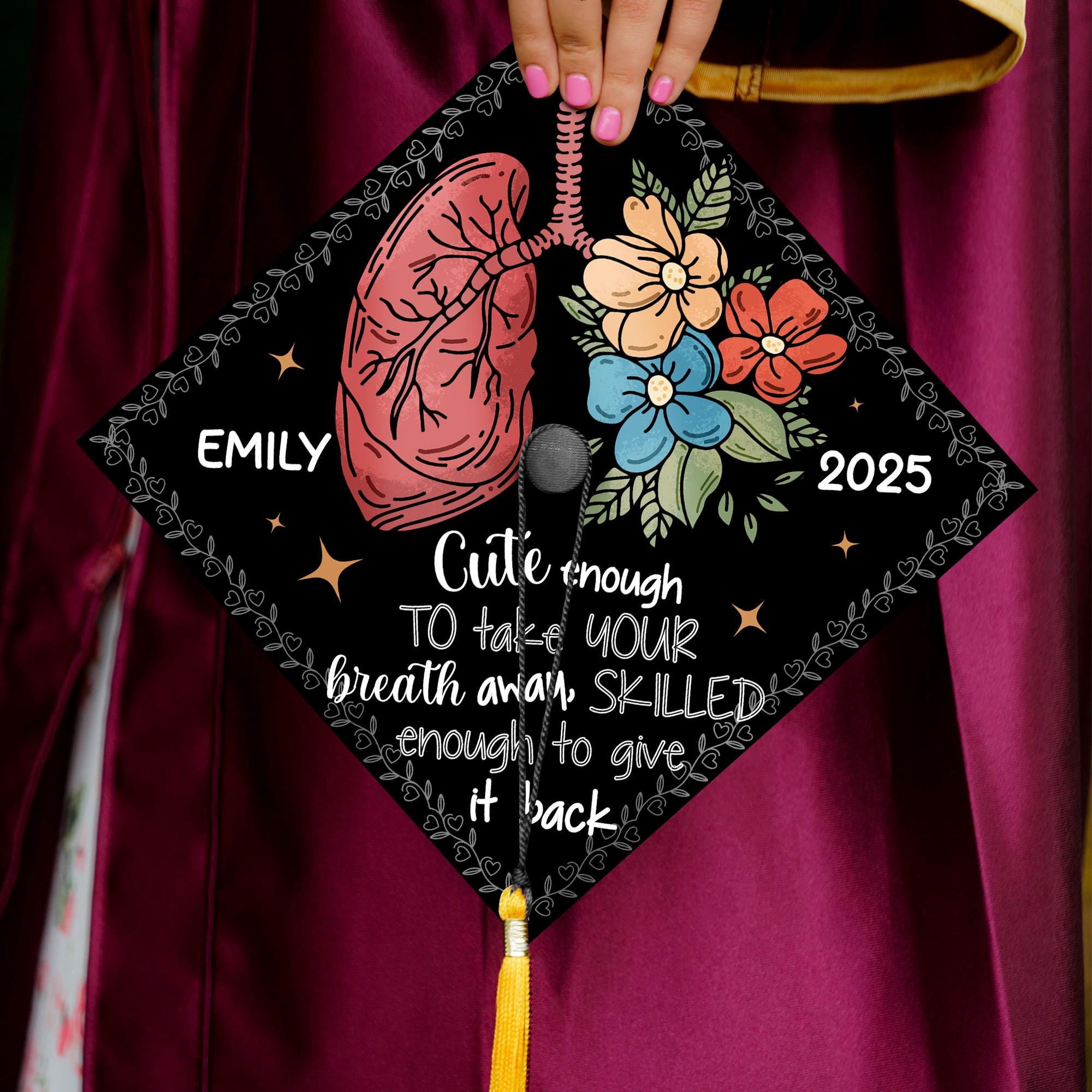 Funny Respiratory Therapist Graduation Cap, Personalized RT Grad Cap To ...