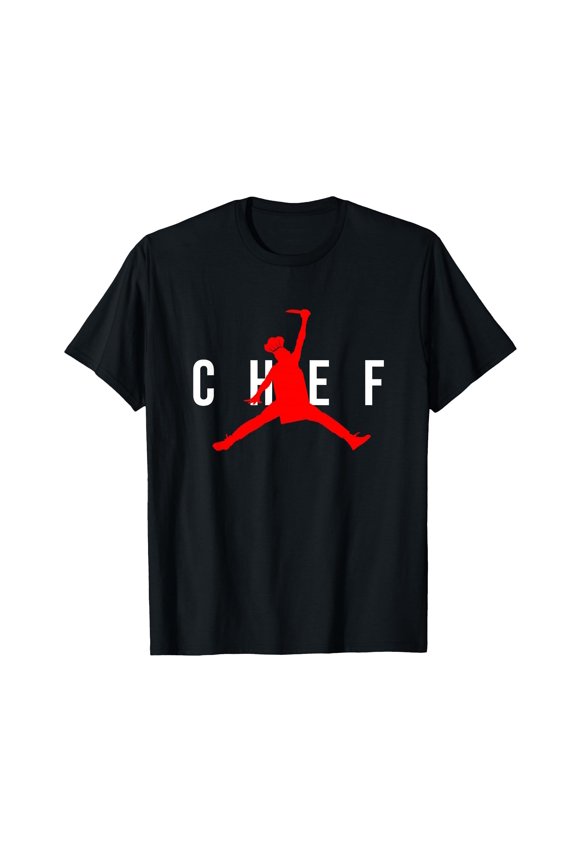 Funny Restaurant Chef - Jumping Chef Knife Logo T-Shirt