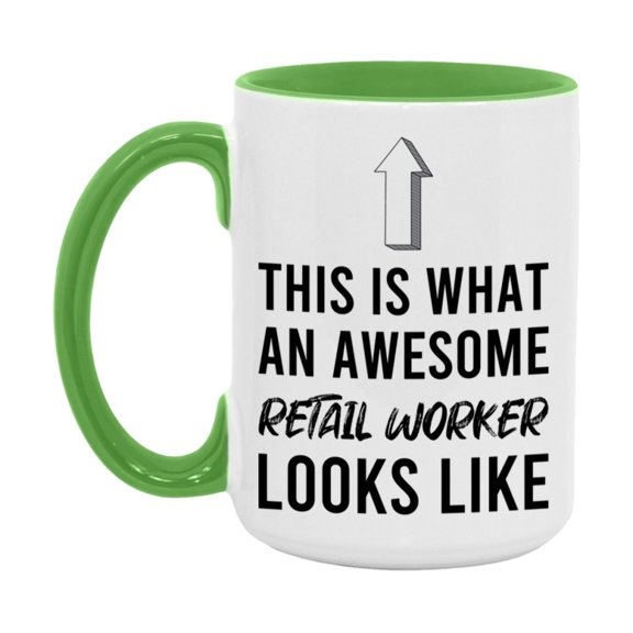 Funny Retail Worker Mug - This Is What An Awesome Retail Worker Looks Like - 11oz or 15oz Ceramic Coffee Cup - Novelty Gift for Retail Worker Professionals