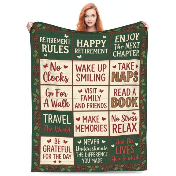 Funny Retired Gift Blanket, Retirement Gift for Coworker Teacher Nurse Mom, Soft Cozy Throw Blanket for Women Men, Retirement Party Present Home Decor 50x40