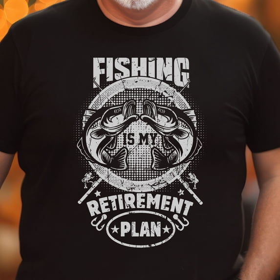 Funny Retired Shirt, Retirement Party T-shirt, Fishing Is My Retirement Plan T-shirt, Fishing Retired Shirt, Retirement Gift for Coworker (Colors:Black; Sizes:L;)