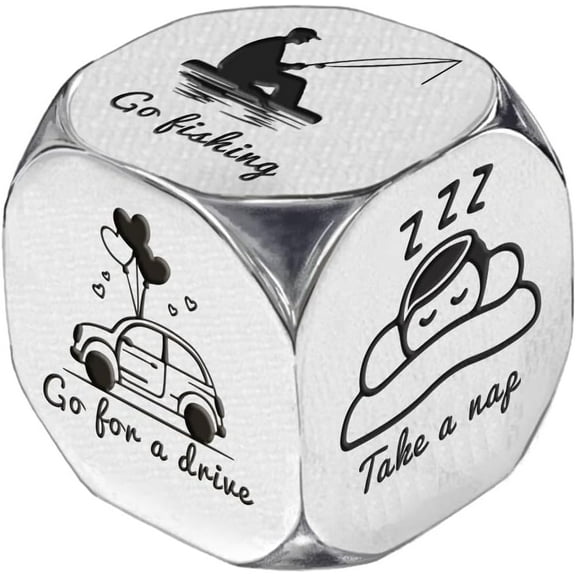 Funny Retirement Gifts 1Set Stainless Steel Activity Decision Dice 6 Sides Activity Dicision Retirement Dice Gifts with Gifts Box Coworker Colleague Employee Appreciation Gifts