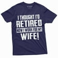 thumbnail image 1 of Funny Retirement I Work For My Wife T-Shirt Gift For Husband Humor Birthday Tee (Small Navy Blue), 1 of 5