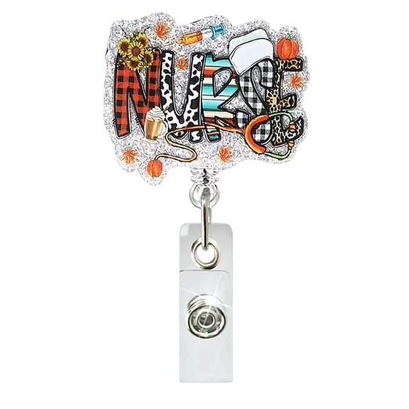 Funny Retractable Badge Reels with Alligator Clip - Acrylic ID Badge Holder for Nurses, Teachers, Doctors, Students