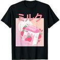 thumbnail image 1 of Funny Retro 90s Japanese Kawaii Strawberry Milk Shake Carton T-Shirt, 1 of 5