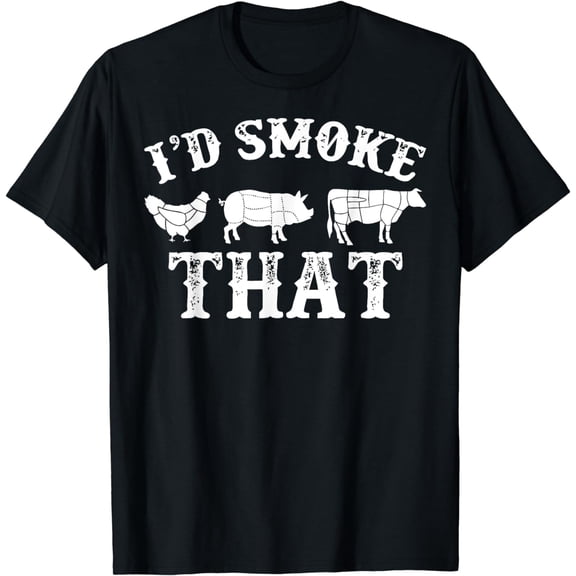 Funny Retro BBQ Party Smoker Chef Dad Gift I’D SMOKE THAT T-Shirt