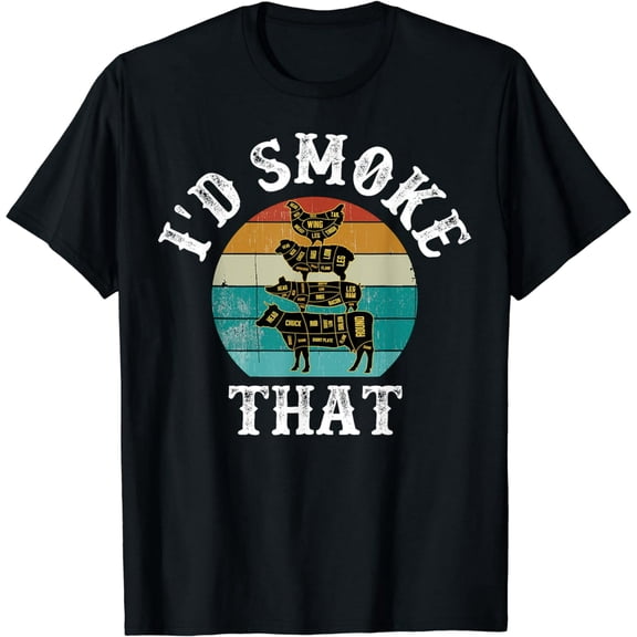 Funny Retro BBQ Party Smoker Chef Dad Gift - I'd Smoke That T-Shirt
