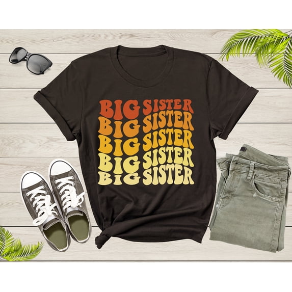 Funny Retro Big Sister Gift Present For Girl Teenager Women T-Shirt Big Sister Lover Graphic Design T Shirt for Girls Teens Tshirt