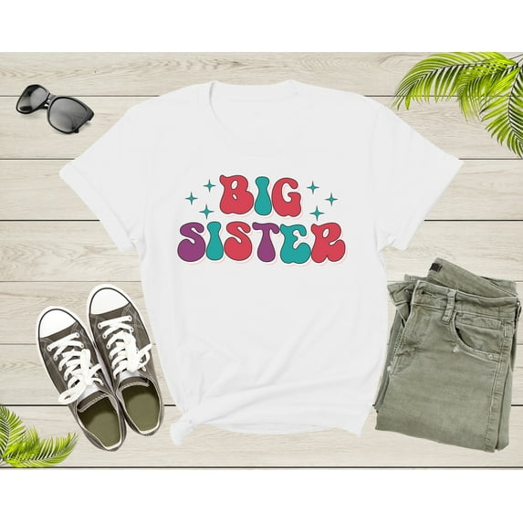 Funny Retro Big Sister Gift Present For Girl Teenager Women T-Shirt Big Sister Lover Graphic Design T Shirt for Girls Teens Tshirt