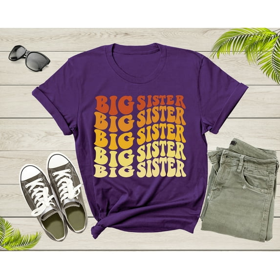 Funny Retro Big Sister Gift Present For Girl Teenager Women T-Shirt Big Sister Lover Graphic Design T Shirt for Girls Teens Tshirt