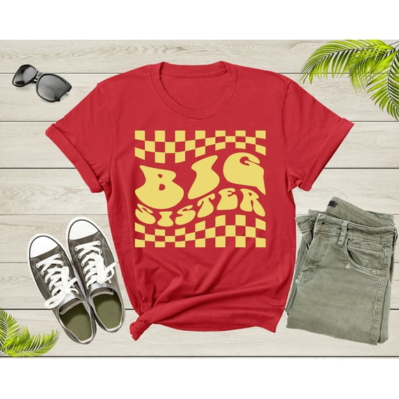 Funny Retro Big Sister Gift Present For Girl Teenager Women T-Shirt Big Sister Lover Graphic Design T Shirt for Girls Teens Tshirt