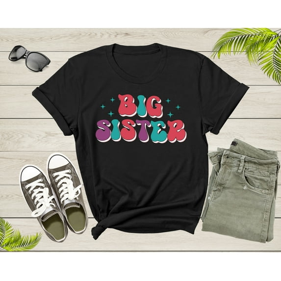 Funny Retro Big Sister Gift Present For Girl Teenager Women T-Shirt Big Sister Lover Graphic Design T Shirt for Girls Teens Tshirt