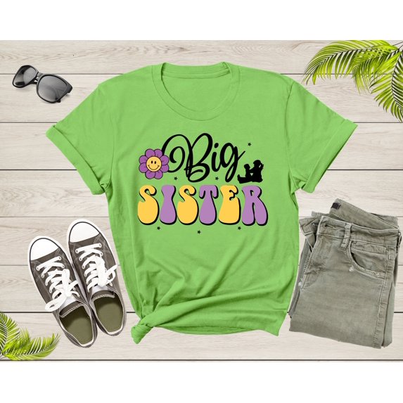 Funny Retro Big Sister Gift Present For Girl Teenager Women T-Shirt Big Sister Lover Graphic Design T Shirt for Girls Teens Tshirt