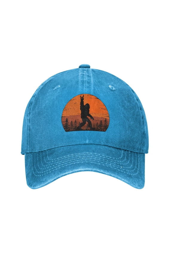 Funny Retro Bigfoot Rock Roll Adult Adjustable Classic Washed Casquette Cap Hat Baseball Cap For Man For Woman