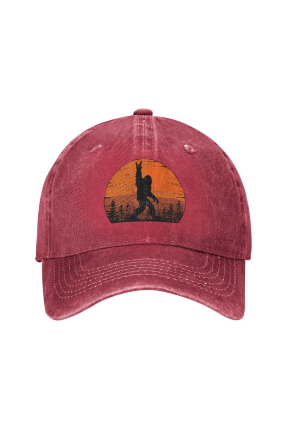 Funny Retro Bigfoot Rock Roll Adult Adjustable Classic Washed Casquette Cap Hat Baseball Cap For Man For Woman