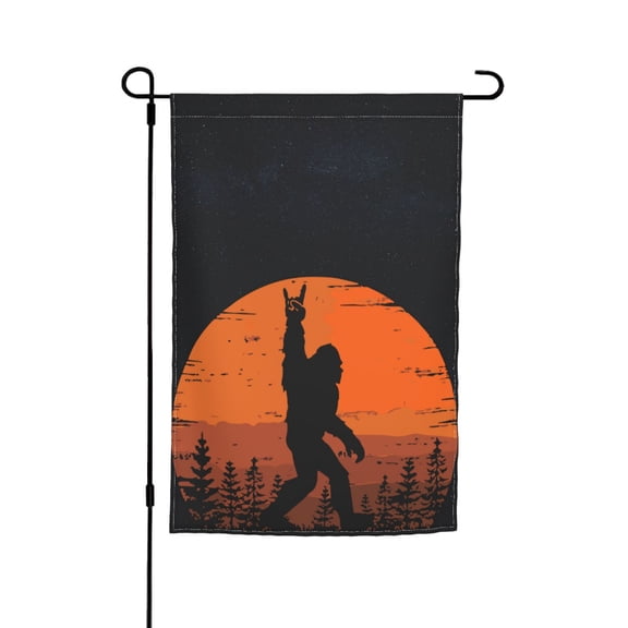 Funny Retro Bigfoot Rock Roll Garden Flag 12x18 Inch Indoor Balcony Courtyard Outdoor Decorative Flag