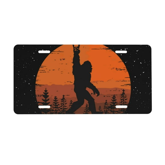 Funny Retro Bigfoot Rock Roll License Plate 6x12 Inch Thickening Aluminum Metal Decorative License Plates, Universal Fit For Trucks, Suvs, Vehicles