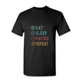 thumbnail image 1 of Funny Retro Car Race Driver Quote Eat Sleep Racing Repeat Unisex T-Shirt, up to size 5XL, 1 of 2