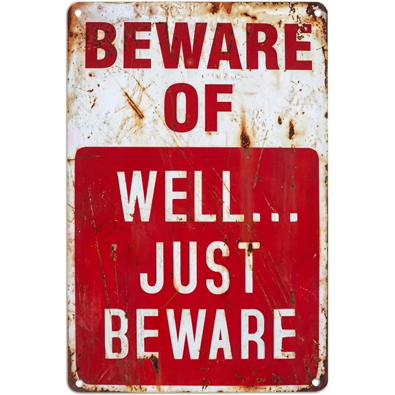 Funny Retro Caution Tin Sign 8x12 Inch Vintage Metal Wall Decor, Warning Sign for Man Cave Bar Garage Farmhouse Office Funny Wall Art Gift